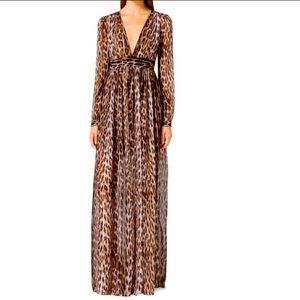 Michael Kors Animal Print Sheer chiffon Maxi Dress